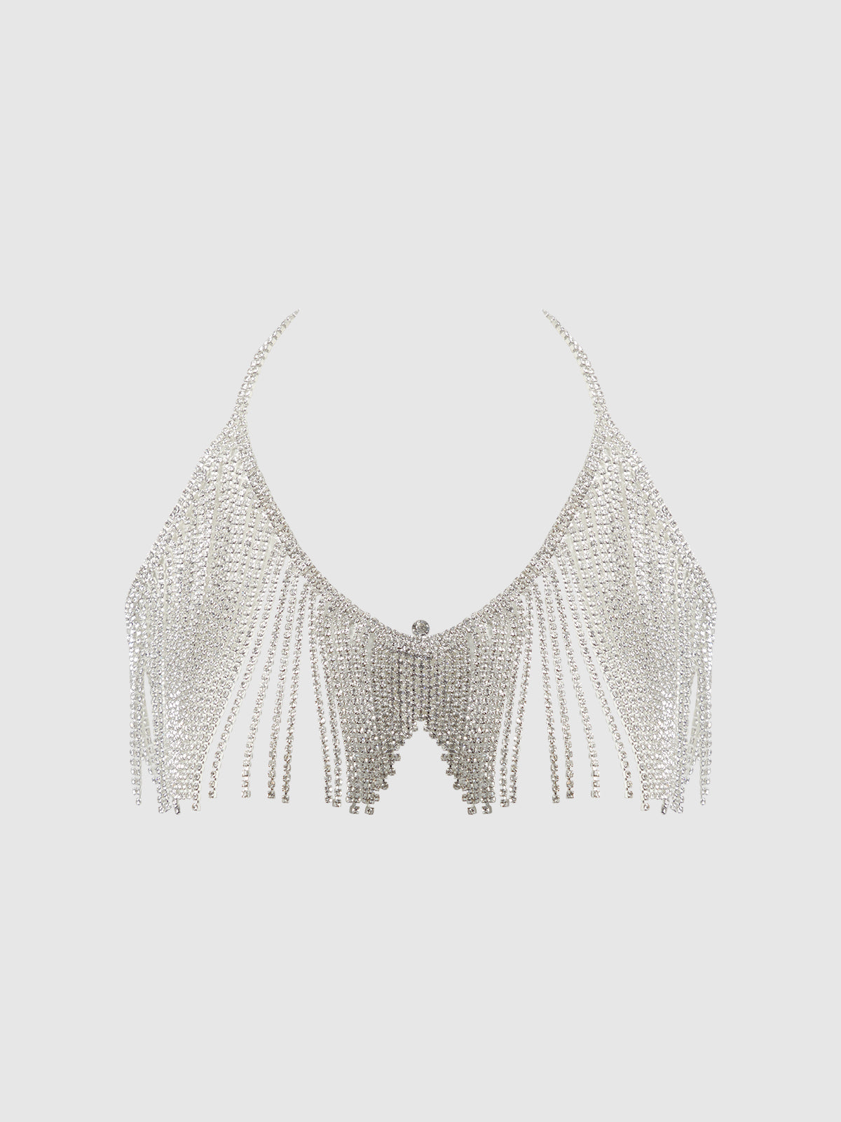 RHINESTONE DANGLE V-NECK BRA