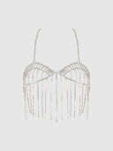 RHINESTONE FRINGE CROPPED CAMI TOP