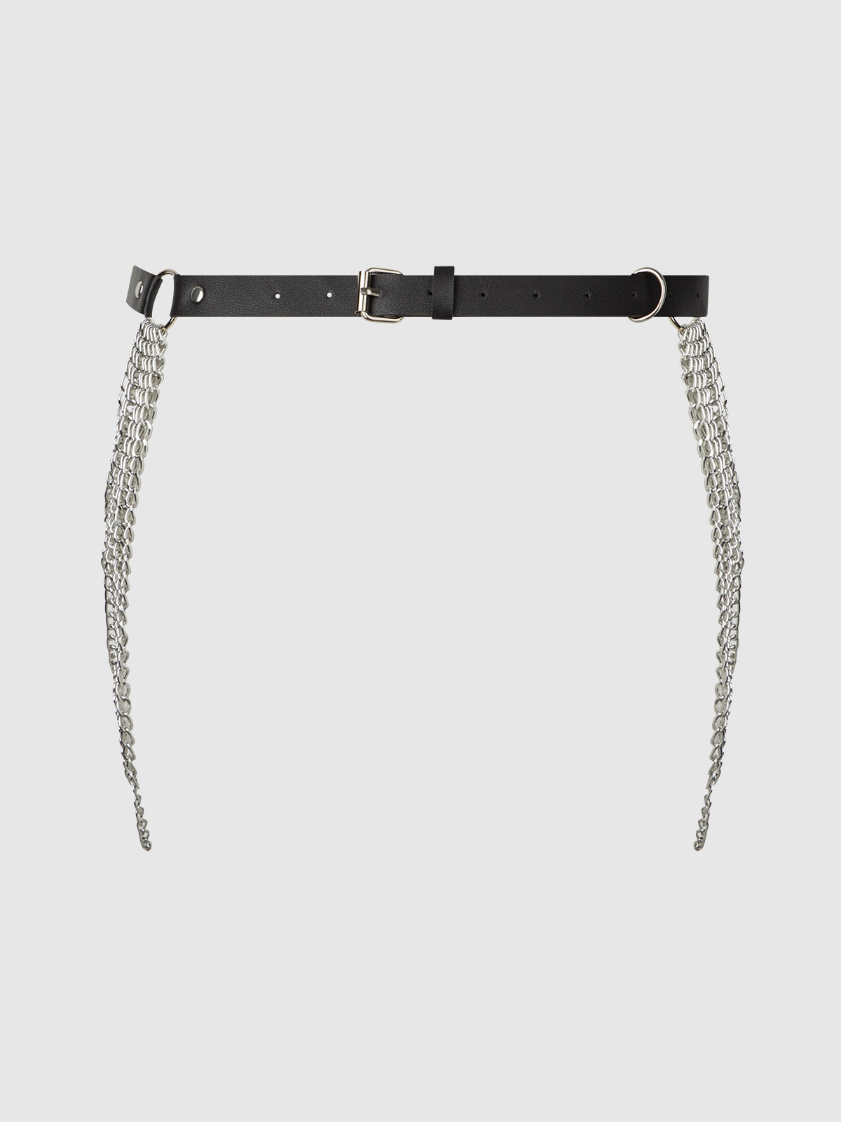 CHAIN & LEATHER-LIKE DRAPED GARTER