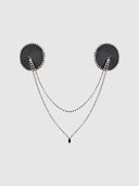RHINESTONE & LEATHER-LIKE DRAPED PASTIES