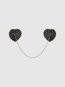 STUDDED & CHAIN DRAPED LEATHER-LIKE HEART PASTIES