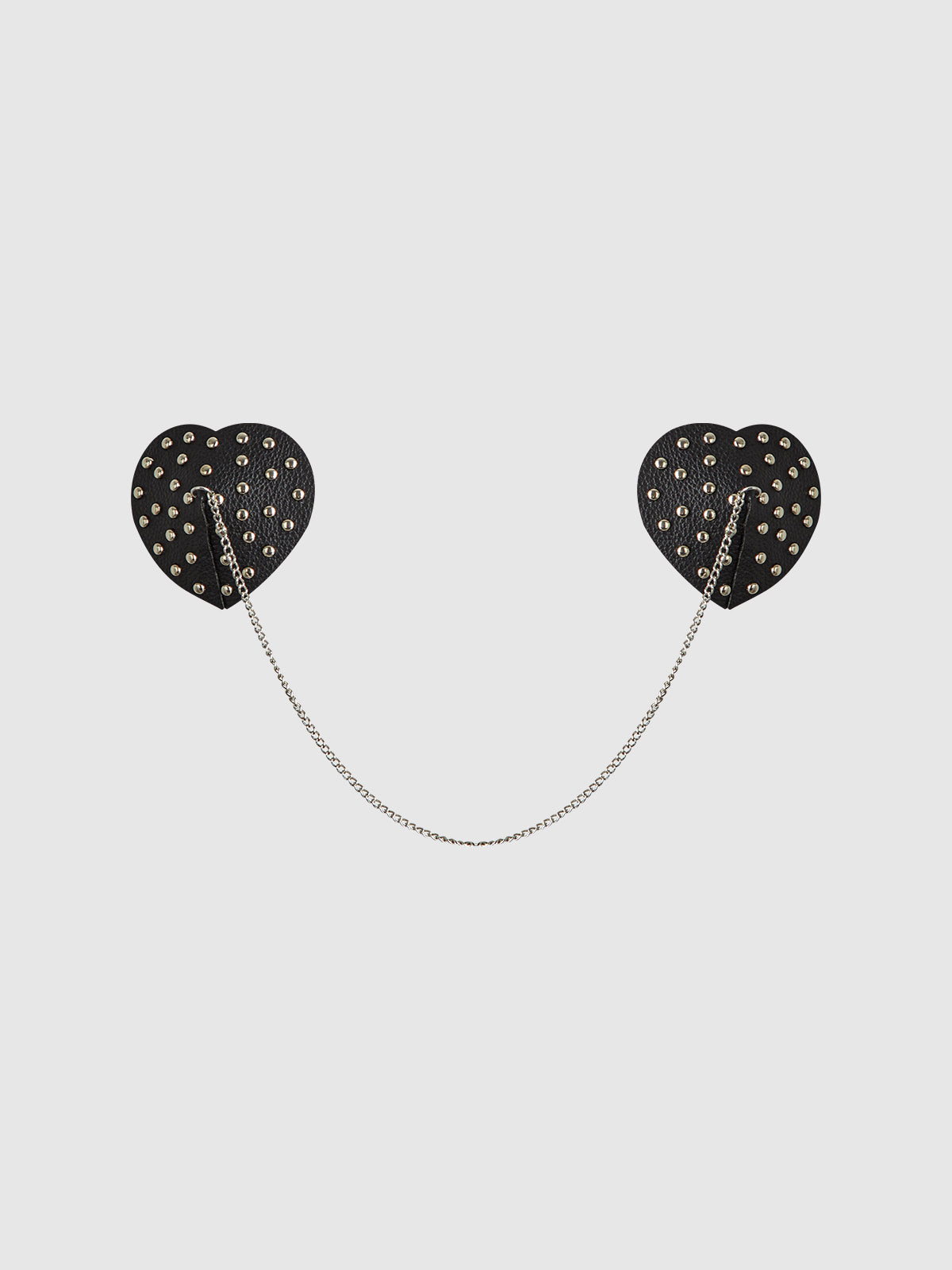STUDDED & CHAIN DRAPED LEATHER-LIKE HEART PASTIES