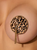 LEOPARD & GOLD CHAIN ROUND TASSEL PASTIES