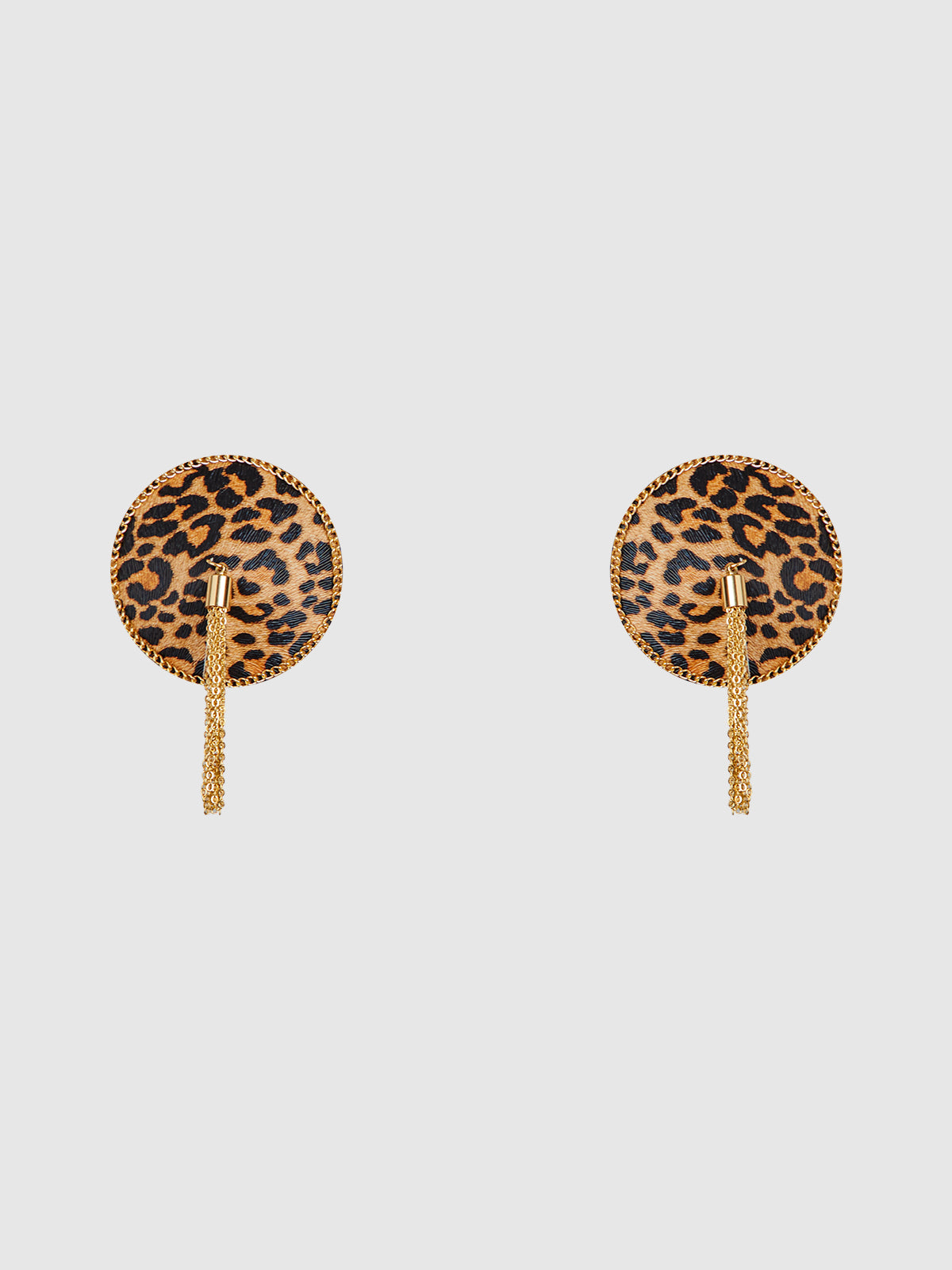 LEOPARD & GOLD CHAIN ROUND TASSEL PASTIES