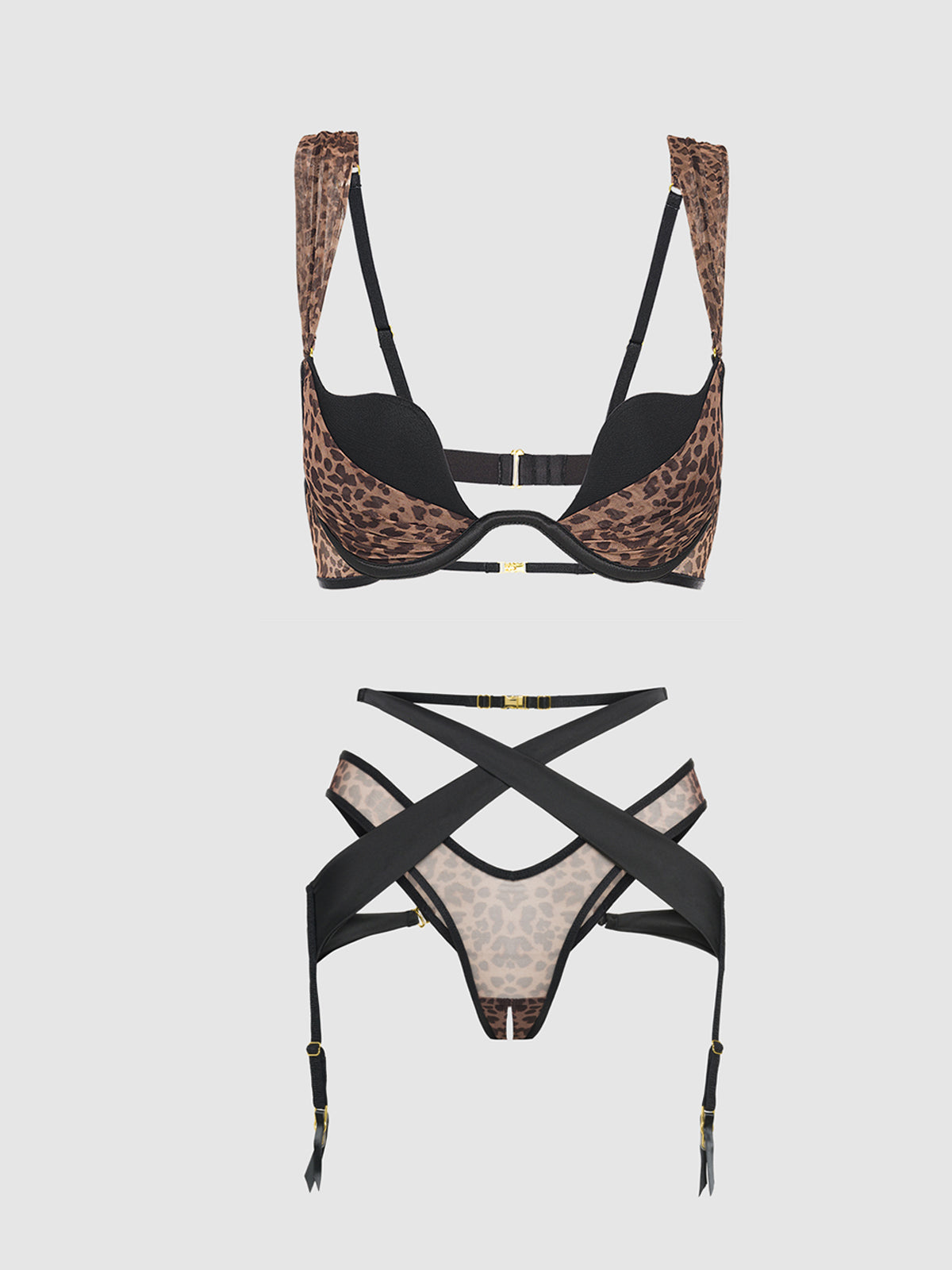 CHANTAL PLUNGE PUSH UP BRA & CROTCHLESS TANGA SET