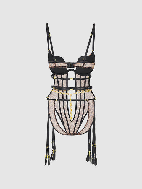 CHANTAL MESH PUSH-UP STRAPPY TEDDY
