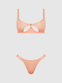 YVONE SHIMMER MESH OPENABLE CUP BRA & THONG SET