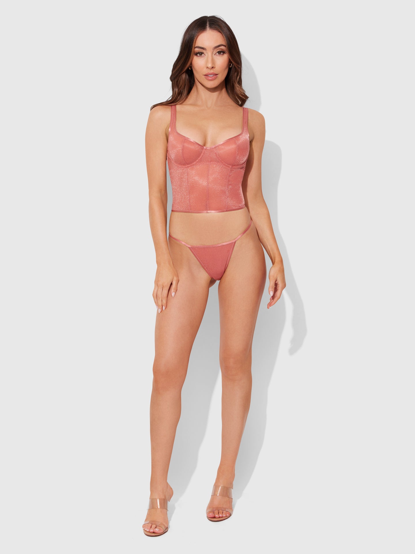 YVONE SHIMMER MESH BUSTIER & G-STRING SET