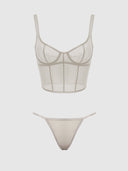 YVONE SHIMMER MESH BUSTIER & G-STRING SET
