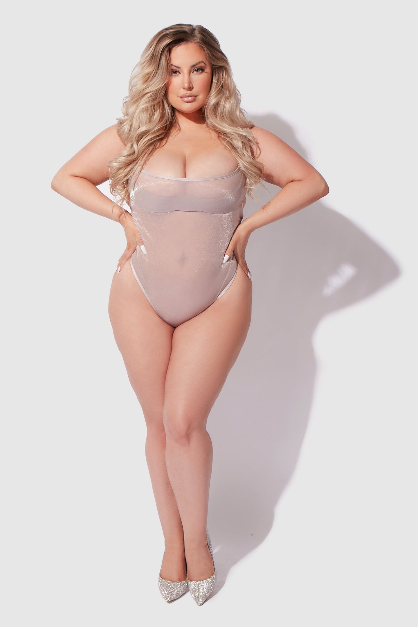 YVONE LAYERED BRA W MESH BODYSUIT SILVER / S