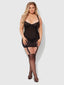 YVONE UNLINED UNDERWIRE MESH CHEMISE & G-STRING SET BLACK / S