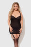 YVONE UNLINED UNDERWIRE MESH CHEMISE & G-STRING SET BLACK / S