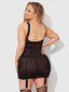 YVONE UNLINED UNDERWIRE MESH CHEMISE & G-STRING SET BLACK / S