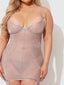 YVONE UNLINED UNDERWIRE MESH CHEMISE & G-STRING SET SILVER / S