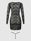 YVONE LACE LONG SLEEVE CHEMISE DRESS & G-STRING