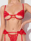 CECILY LACE & CHAIN BRA, GARTER & G-STRING SET