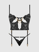 CECILY LACE & CHAIN BUSTIER & BACKLESS HIPSTER SET