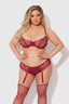 EDEN EMBROIDERED LACE BRA & PANTY SET RHUBARB / S