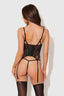 EDEN EMBROIDERED LACE BUSTIER & G-STRING SET BLACK / S