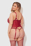 EDEN EMBROIDERED LACE BUSTIER & G-STRING SET RHUBARB / S