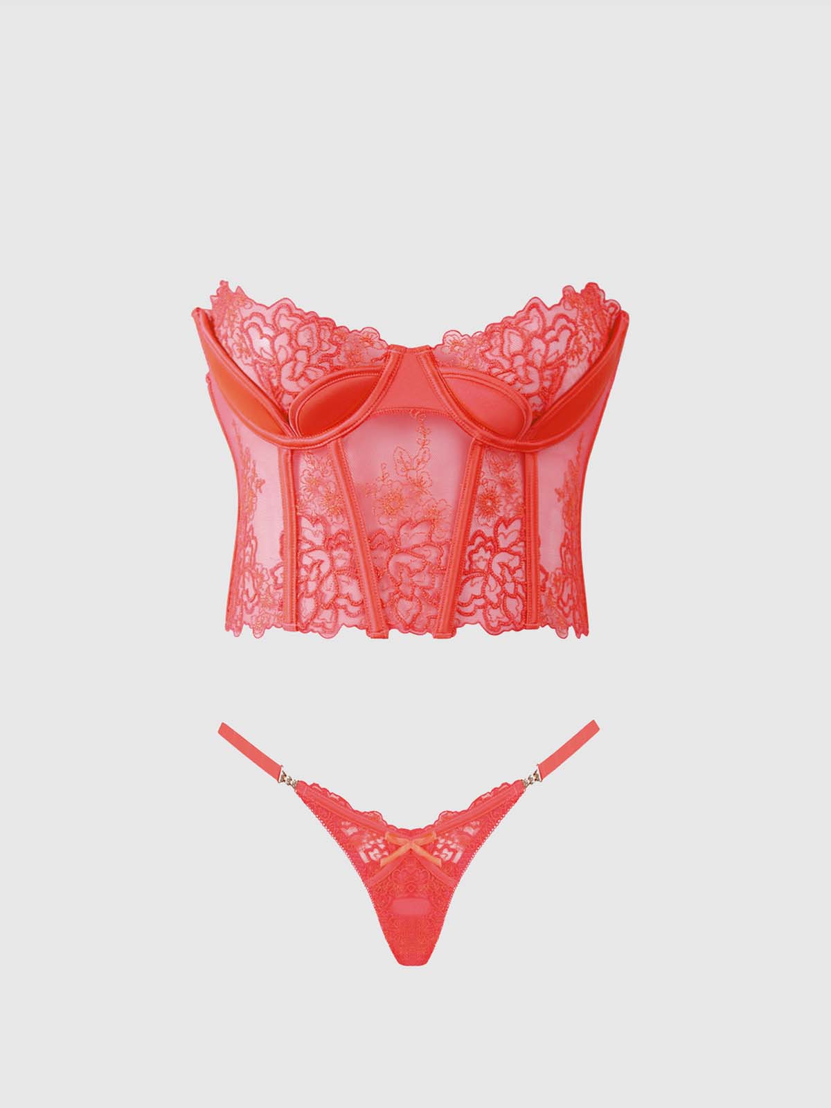 EDEN EMBROIDERED BUSTIER & TANGA SET