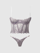 EDEN EMBROIDERED BUSTIER & TANGA SET