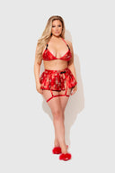 DRAGON 3 PIECE BRA SET RED / S
