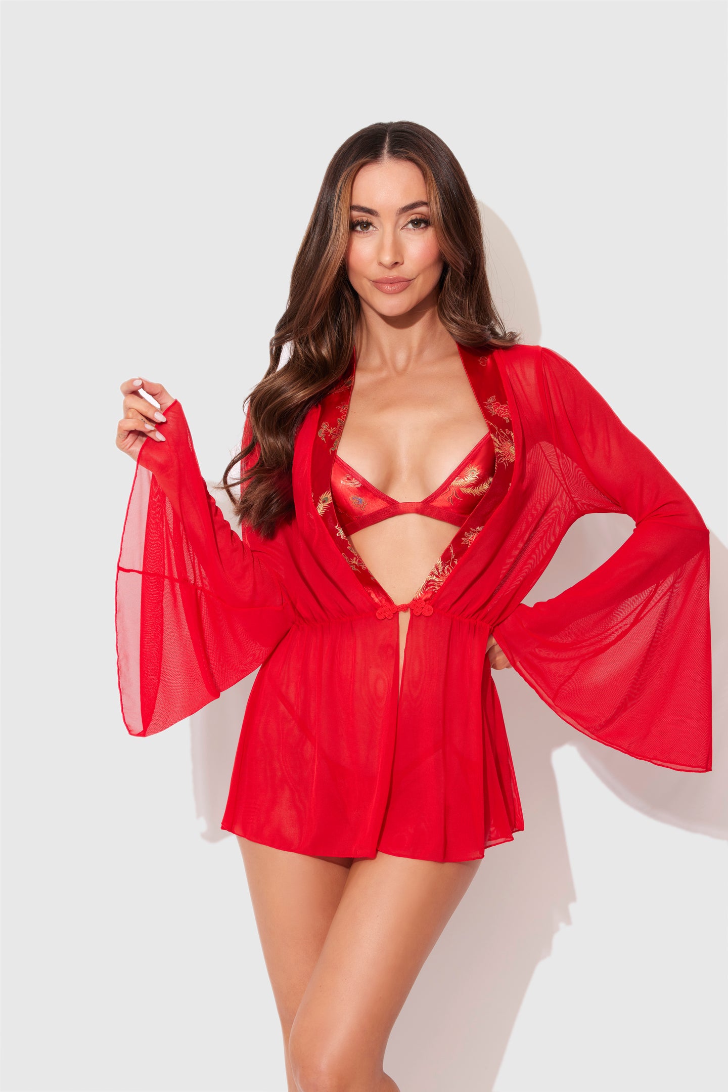 DRAGON 3 PIECE ROBE SET RED / S