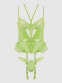 SHAVON LACE & CHIFFON BUSTIER & THONG SET
