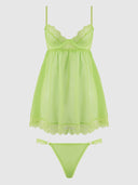 SHAVON LACE & CHIFFON BABYDOLL & G-STRING SET
