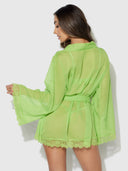 SHAVON LACE & CHIFFON ROBE, BRALETTE & G-STRING SET