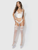 BRIDAL SATIN & LACE BUSTIER SET IVORY / S