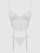 BRIDAL SATIN & LACE BUSTIER & BACKLESS HIPSTER SET