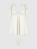 ROSALIE SATIN & EMBROIDERED LACE BABYDOLL & G-STRING SET
