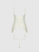 ROSALIE SATIN & EMBROIDERED LACE CHEMISE & G-STRING SET