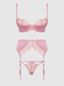 BLAIR SATIN & LACE BRA, GARTER & G-STRING SET