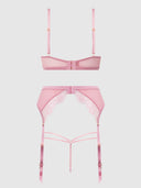 BLAIR SATIN & LACE BRA, GARTER & G-STRING SET