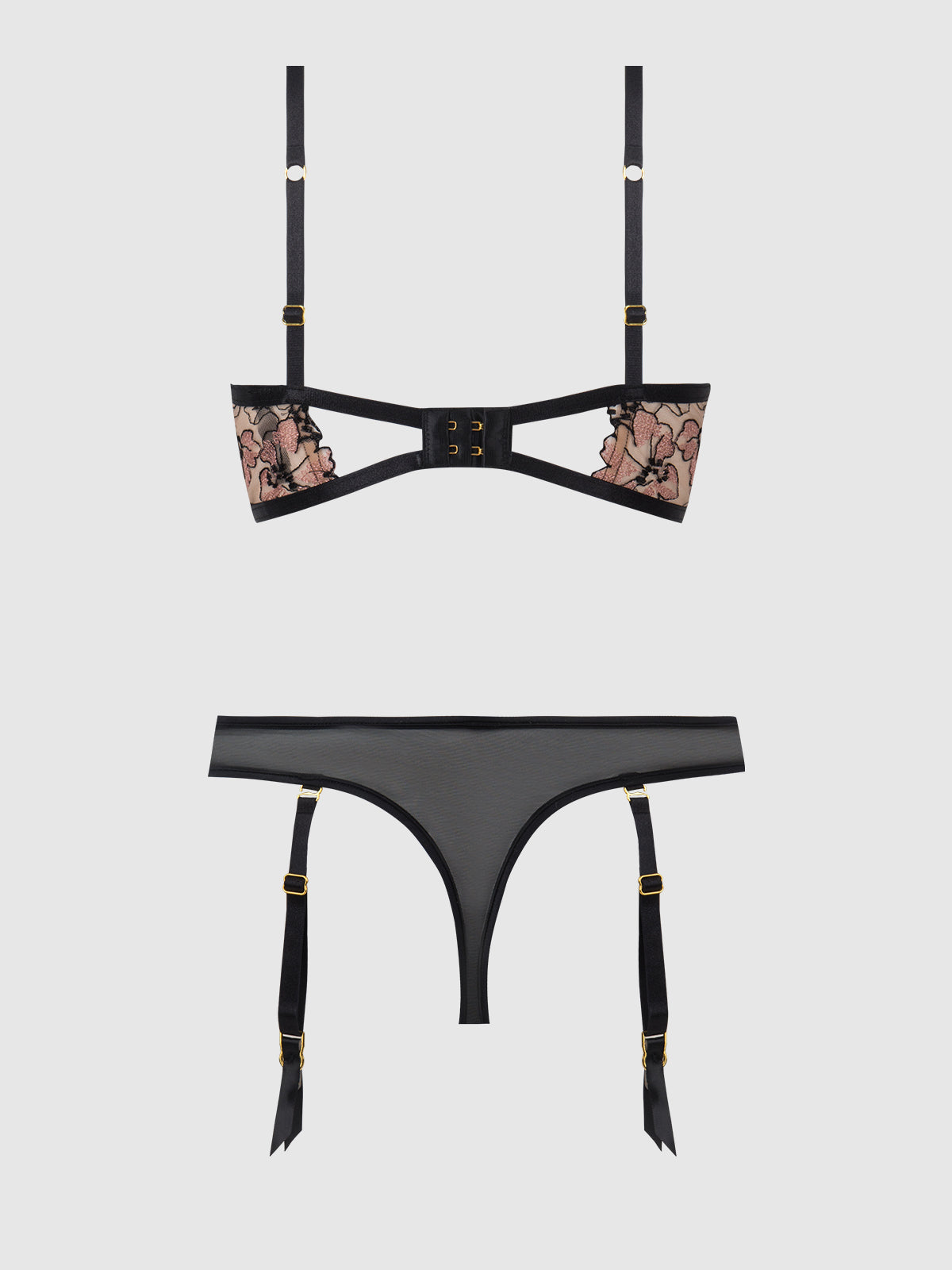 NOVA BLACKLIGHT BRA SET BLACK / S