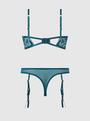 NOVA BLACKLIGHT BRA SET JADED BLUE / S