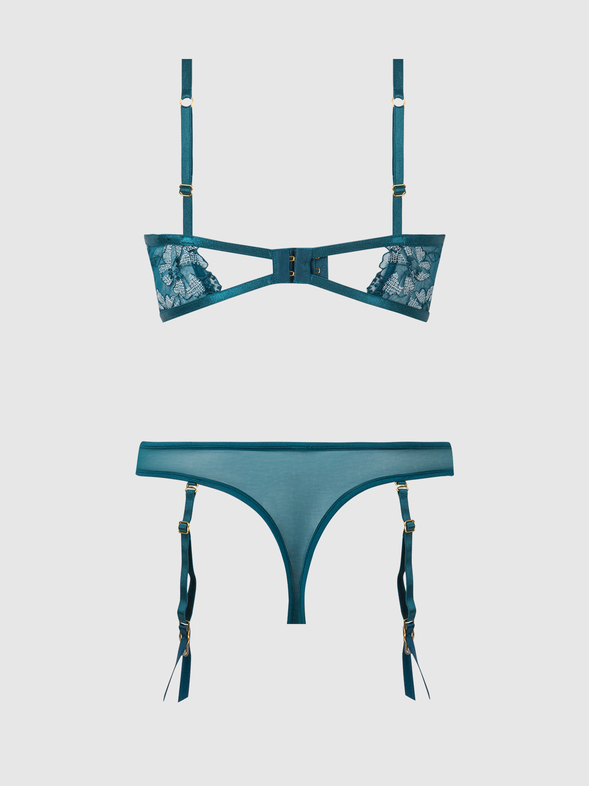 NOVA BLACKLIGHT BRA SET JADED BLUE / S