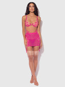 NOVA BLACKLIGHT LACE BRA, SKIRT & G-STRING SET