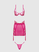 NOVA BLACKLIGHT LACE BRA, SKIRT & G-STRING SET