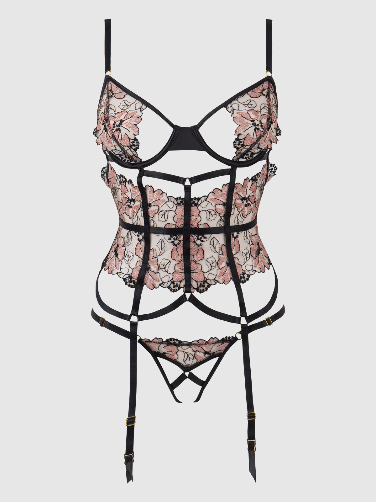 NOVA BLACKLIGHT BUSTIER SET BLACK / S