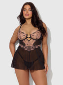 NOVA BLACKLIGHT BABYDOLL SET BLACK / S