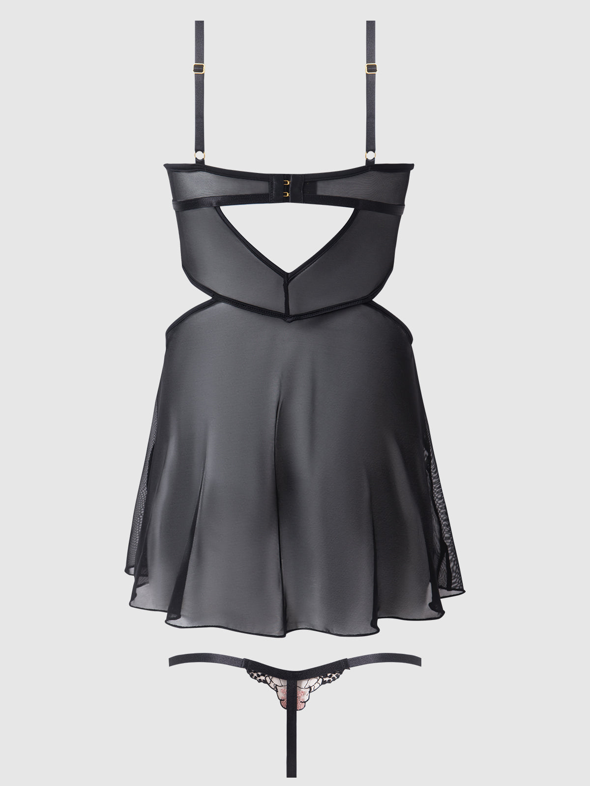 NOVA BLACKLIGHT BABYDOLL SET BLACK / S