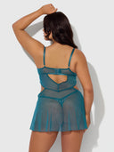 NOVA BLACKLIGHT BABYDOLL SET JADED BLUE / S