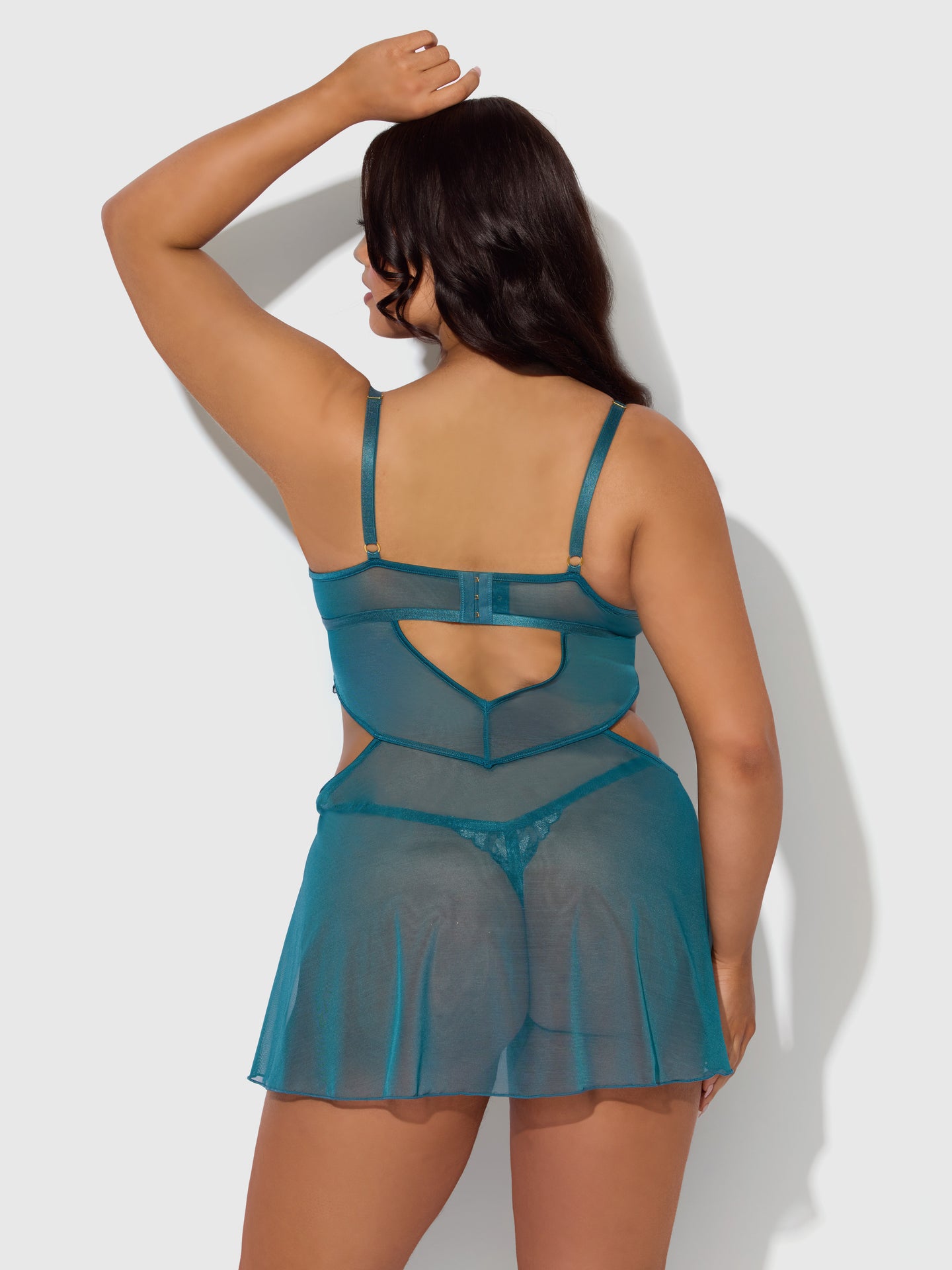 NOVA BLACKLIGHT BABYDOLL SET JADED BLUE / S