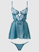 NOVA BLACKLIGHT BABYDOLL SET JADED BLUE / S