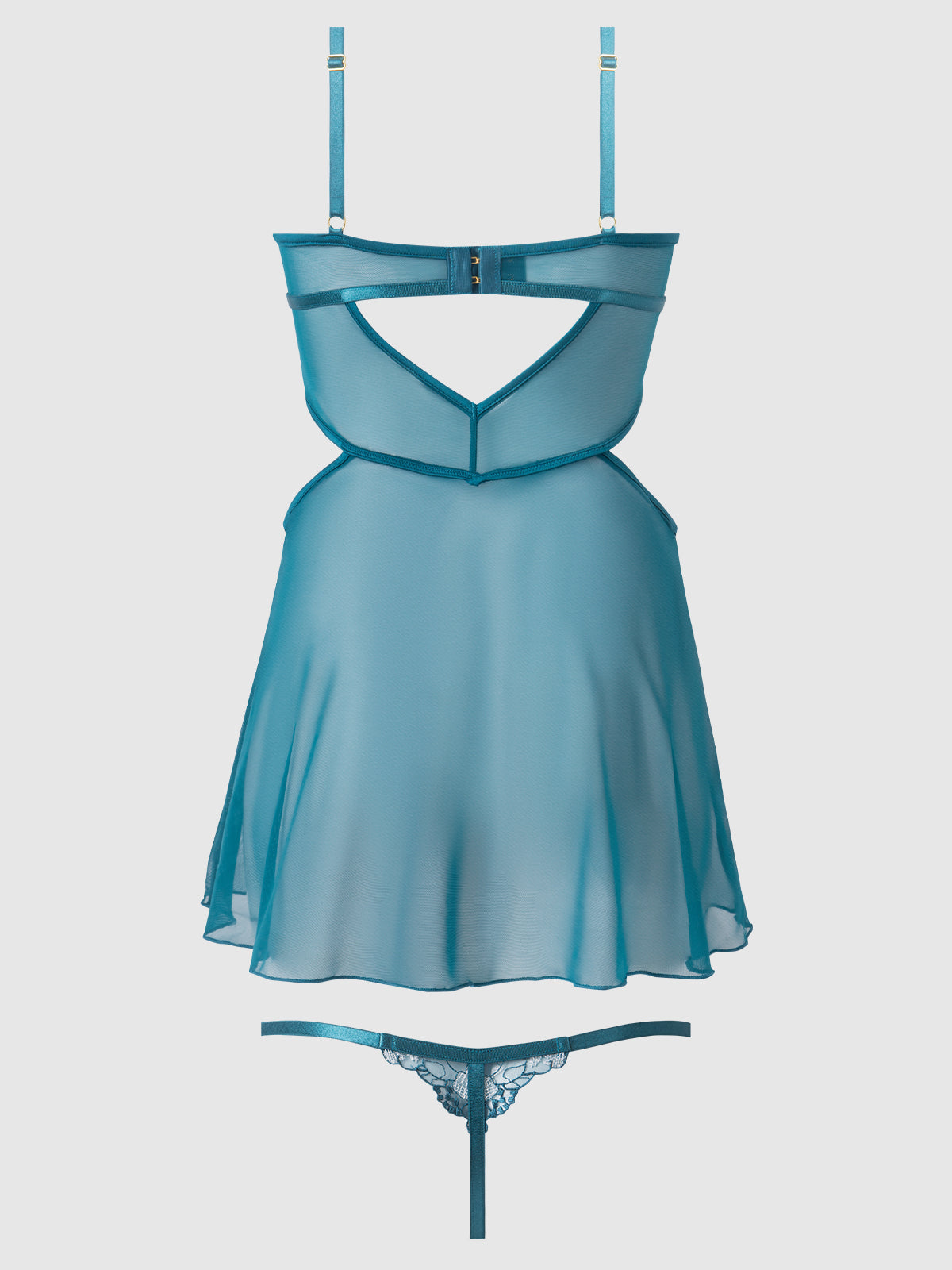 NOVA BLACKLIGHT BABYDOLL SET JADED BLUE / S