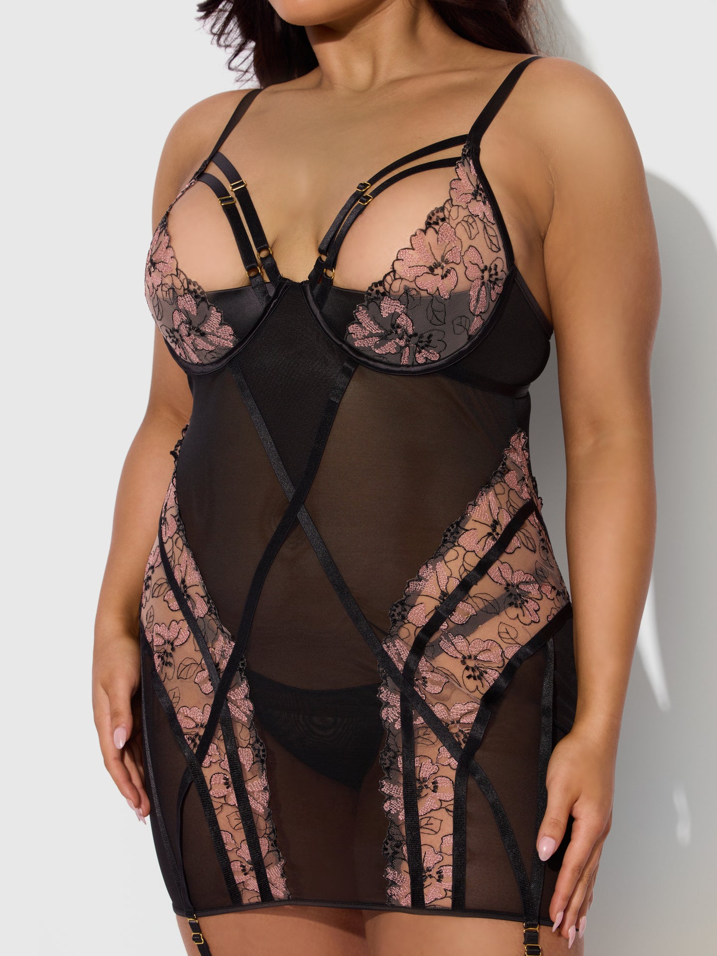 NOVA BLACKLIGHT CHEMISE SET BLACK / S